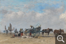 Eugène BOUDIN (1824-1898), Berck. Le Chargement du poisson, 1880, huile sur toile marouflée sur bois, 32 x 45 cm. © The Fitzwilliam Museum, Cambridge