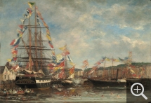 Eugène BOUDIN (1824-1898), Fête dans le port de Honfleur, 1858, huile sur panneau, 41 x 59,3 cm. Collection of Mr. and Mrs. Paul Mellon. © Washington, National Gallery of Art