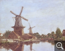 Eugène BOUDIN (1824-1898), Moulins en Hollande, 1884, huile sur toile, 50 x 60 cm. Douai, musée de la Chartreuse. © RMN-Grand Palais / Agence Bulloz