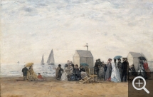 Eugène BOUDIN (1824-1898), The Beach at Trouville, 1867, oil on wood, 31 x 48 cm. . © RMN-Grand Palais / Hervé Lewandowski