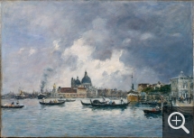 Eugène BOUDIN (1824-1898), Venise, le soir. Le Quai des Esclavons et la Salute, 1895, oil on canvas, 46 x 65 cm. . © MNBAQ / Patrick Altman