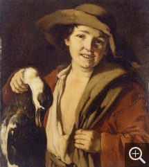 Giacomo Francesco CIPPER dit "IL TODESCHINI" (1664-1736), Jeune Homme tenant un canard, huile sur toile, 52,5 x 46,5 cm. © Saint-Étienne Métropole, musée d’art moderne / Y. Bresson