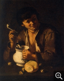 Giacomo Francesco CIPPER dit "IL TODESCHINI" (1664-1736), Young Man with a Pipe, oil on canvas, 75 x 57 cm. © Chambéry, musée des beaux-arts