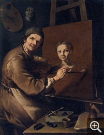 Giacomo Francesco CIPPER dit "IL TODESCHINI" (1664-1736), Peintre à son chevalet, huile sur toile, 117 x 97 cm. © Dijon, musée des beaux-arts / François Jay