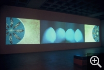 Dana CLAXTON (1959), Rattle, 2003, video installation with 4 channels (4 DVD), 140 x 365 cm. Collection of the artist. © Dana Claxton