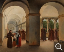 Christoffer Wilhelm ECKERSBERG (1783-1853), Procession de moines dans le cloître de la Basilique de San Paolo fuori le Mura à Rome, huile sur toile, 44,5 x 55 cm. . © A. Leprince