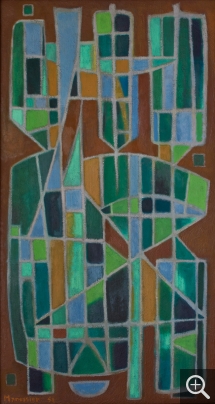 Alfred MANESSIER (1911-1993), Apaisé, 1952, huile sur toile, 92 x 50,2 cm. Le Havre, musée d’art moderne André Malraux, achat de la Ville, 1953. © 2011 MuMa Le Havre / Charles Maslard © ADAGP, Paris 2019