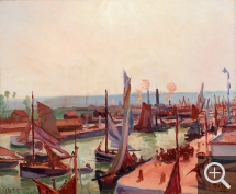 Jules AUSSET (1868-1955), Le Port du Havre, 1922, huile sur toile, 54 x 65 cm. Collection particulière. © Éditions de Laval-d’Aurelle