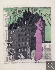 Lyonel FEININGER (1871-1956), Boulevard Saint-Michel, 1915, quill, Indian ink and watercolour on paper, 30.8 x 23.6 cm. Private collection. © Maurice Aeschimann — © ADAGP, Paris, 2015