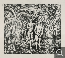 Othon FRIESZ (1879-1949), Adam et Ève, ca. 1910, gravure sur bois, 20 x 23 cm. Paris, collection David Butcher. © Gallimard / Catherine Hélie — © ADAGP, Paris, 2013