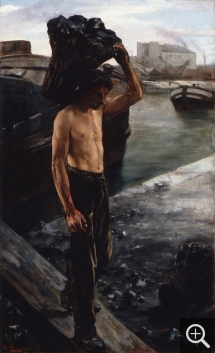 Henri GERVEX (1852-1929), Le Coltineur de charbon. Etude pour Le Quai de la Villette à Paris, 1882, huile sur toile, 117 x 70 cm. Lille, palais des beaux-arts. © RMN-Grand Palais / René-Gabriel Ojéda