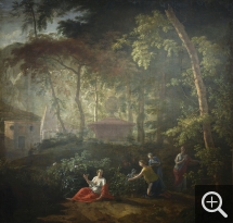 Johannes GLAUBER (1646-1726), Paysage. Femmes au pied d’un tombeau, huile sur toile, 179 x 174 cm. © Cherbourg-Octeville, musée d’art Thomas Henry / Daniel Sohier