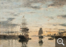 Eugène BOUDIN (1824-1898), Le Havre, l'avant-port au soleil couchant, 1882, oil on canvas, 54 x 74 cm. Private collection. © Collection particulière / Tornow