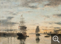 Eugène BOUDIN (1824-1898), Le Havre, l'avant-port au soleil couchant, 1882, huile sur toile, 54 x 74 cm. . © Collection particulière / Tornow