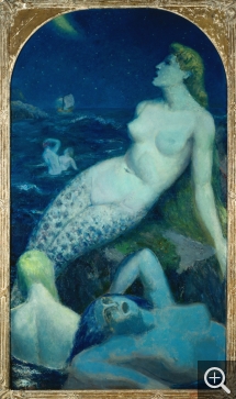 Paul-Alex DESCHMACKER (1889-1973), La grande sirène bleue, vers 1937, huile sur toile, 1,21 m x 2,11 m. Roubaix, La Piscine, musée d’Art et d’Industrie André Diligent. © Musée La Piscine, Dist. RMN-Grand Palais/Arnaud Loubry