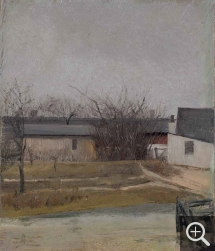 Laurits Andersen RING (1854-1933), Cour de ferme en hiver, huile sur toile marouflée sur toile, 28 x 24 cm. . © A. Leprince