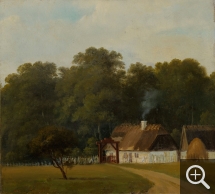 Axel Thorsen SCHOVELIN (1827-1893), Vue de la maison des gardes du parc aux cerfs, nord de Copenhague, huile sur toile, 24 x 27 cm. . © A. Leprince