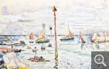 Paul SIGNAC (1863-1935), Barfleur, 23 juin 1930, aquarelle, 28 x 44 cm. . © Droits réservés