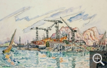 Paul SIGNAC (1863-1935), La Ciotat, ca. 1930, aquarelle et crayon sur papier, 27,7 x 44 cm. . © Droits réservés