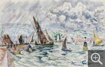 Paul SIGNAC (1863-1935), Concarneau, Tuna Boats, June 1929, watercolour, 28.8 x 44.7 cm. Private collection. © All rights reserved
