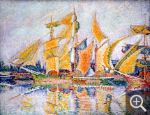 Paul SIGNAC (1863-1935), Trois mâts terre-neuvas. Voiles au sec. Saint-Malo, 1931, huile sur toile, 73 x 92 cm. . © Droits réservés