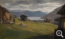 Frederik Hensen SØDRING (1809-1862), Norwegian Fjord Landscape with Buildings (Saw Mill), 1833, oil on canvas, 21 x 34 cm. Private collection. © A. Leprince