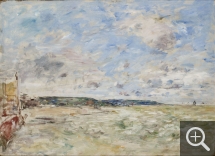 Eugène BOUDIN (1824-1898), Esquisse de la Tour Malakoff vue de la jetée promenade à Trouville, ca. 1896, huile sur toile, 59,5 cm x 81,5 cm. © MuMa Le Havre / Florian Kleinefenn