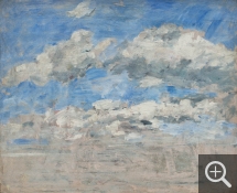 Eugène BOUDIN (1824-1898), Étude de nuages sur un ciel bleu, ca. 1888-1895, huile sur bois, 37 x 46 cm. © MuMa Le Havre / David Fogel