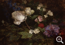 Eugène BOUDIN (1824-1898), Still Life with Peonies and Mock Orange, 1856-1862, oil on canvas pasted on board, 38.5 x 54 cm. © MuMa Le Havre / Florian Kleinefenn