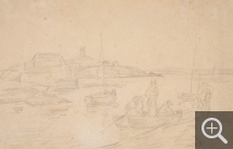 Eugène BOUDIN (1824-1898), Port en Bretagne, 1857-1858, graphite on wove paper, 17.6 x 27.4 cm. © MuMa Le Havre / Florian Kleinefenn