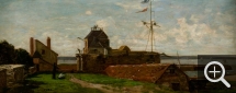 Eugène BOUDIN (1824-1898), La Tour François-Ier au Havre, 1852, oil on wood, 16 x 38.7 cm. © MuMa Le Havre / Florian Kleinefenn