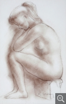 Gérard CHOAIN (1906-1988), Woman Crouched, red chalk, 36 x 25 cm. Senn-Foulds collection. © MuMa Le Havre / Charles Maslard