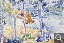 Henri Edmond CROSS (1856-1910), Arbres au bord de la mer, aquarelle. Collection Senn-Foulds. © MuMa Le Havre / Florian Kleinefenn