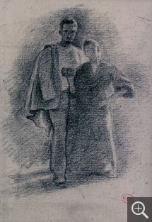 Henri Edmond CROSS (1856-1910), Couple debout, crayon noir. Collection Senn-Foulds. © MuMa Le Havre / Florian Kleinefenn