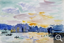 Henri Edmond CROSS (1856-1910), Le Mourillon, 1906, aquarelle et crayon noir sur papier vélin épais, 16,9 x 24,7 cm. Collection Senn-Foulds. © MuMa Le Havre / Florian Kleinefenn