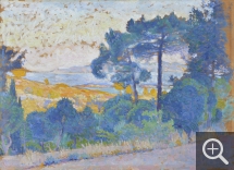 Henri Edmond CROSS (1856-1910), Étude pour Paysage provençal, 1898, huile sur bois, 23 x 32 cm. © MuMa Le Havre / Charles Maslard