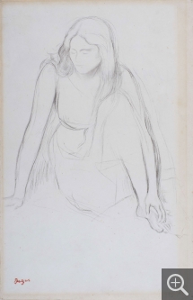 Edgar DEGAS (1834-1917), Femme assise au bord de l’eau. Etude pour le tableau : Melle Fiocre dans le ballet de La Source, ca. 1867-1868, crayon, 36,1 x 23,6 cm. © MuMa Le Havre / Charles Maslard