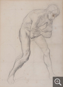 Edgar DEGAS (1834-1917), Man leaning forward, arms crossed in front of him, ca. 1865, pencil, 36.5 x 24.5 cm. © MuMa Le Havre / Charles Maslard