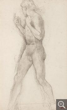 Edgar DEGAS (1834-1917), Naked Youth with Head Flung Back and Right Arm Raised. Study for Jephtha's Daughter, ca. 1859-1861, black chalk, 31 x 19.5 cm. Senn-Foulds collection. © MuMa Le Havre / Florian Kleinefenn