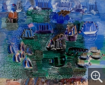 Raoul DUFY (1877-1953), Fête maritime et visite officielle au Havre, huile sur toile, 91,5 x 111 cm. MuMa musée d'art moderne André Malraux, Le Havre, legs de Mme Raoul Dufy, 1963. © MuMa Le Havre / Florian Kleinefenn © ADAGP, Paris, 2015