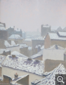 Charles LACOSTE (1870-1959), Neige sur les toits, 1931, huile sur carton, 32 x 45,5 cm. Collection Senn-Foulds. © MuMa Le Havre / Charles Maslard