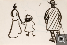 Albert MARQUET (1875-1947), Woman, Child and Man from Behind, ca. 1904, black ink on wove paper, 19.5 x 27.6 cm. © MuMa Le Havre / Charles Maslard