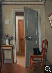 Félix VALLOTTON (1865-1925), La Visite ou Le Haut-de-forme, intérieur, 1887, huile sur toile, 32,7 x 24,8 cm. © MuMa Le Havre / David Fogel