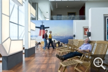 Evocation of the deck of the France ocean liner. Oral memory terminal, tales of life onboard. © MuMa Le Havre / Renaud Dessade