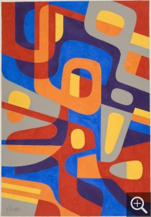 Léon GISCHIA (1903-1991), , Vue d’en haut, 1962, gouache sur papier, 65 x 50 cm. Le Havre Musée d’art moderne André Malraux. © MuMa Le Havre / Florian Kleinefenn © Adagp Paris 2023