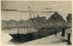 Gaston Prunier, Le bassin du commerce, Eau-forte tirée de l’album À travers Le Havre, effets de soir et de nuit, , Le Havre,1892 bibliothèque municipale. © Le Havre Gaston Prunier, Le bassin du commerce, Eau-forte tirée de l’album À travers Le Havre, effets de soir et de nuit, , Le Havre,1892 bibliothèque municipale. © Le Havre