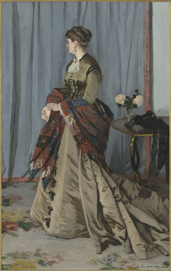 Claude MONET (1840-1926), Madame Louis Joachim Gaudibert, 1868, huile sur toile, 216,5 x 138,5 cm. Paris - Musée d'Orsay. © GrandPalaisRmn (musée d'Orsay) / Hervé Lewandowski
