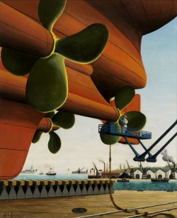 Jules LEFRANC (1887-1972), Sur le plateau, atelier de la Radiale, 1949, huile sur toile, 100,5 x 81 cm. dépôt du Centre national des arts plastiques (CNAP) - Les Sables d'Olonne - musée d'art moderne et contemporain. ©Hugo Maertens - Bruges