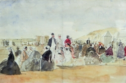 Eugène BOUDIN (1824-1898), Scène de plage à Trouville, vers 1865, crayon noir, 39 x 47,5 cm. Le Havre. MuMa Le Havre / Florian Kleinefenn