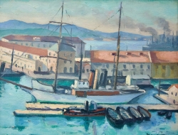 Henri MANGUIN (1874-1949), Toulon, vue de l’arsenal, vers 1926-1927, huile sur toile, 38 x 46 cm. 'Collection particulière. ©DR
